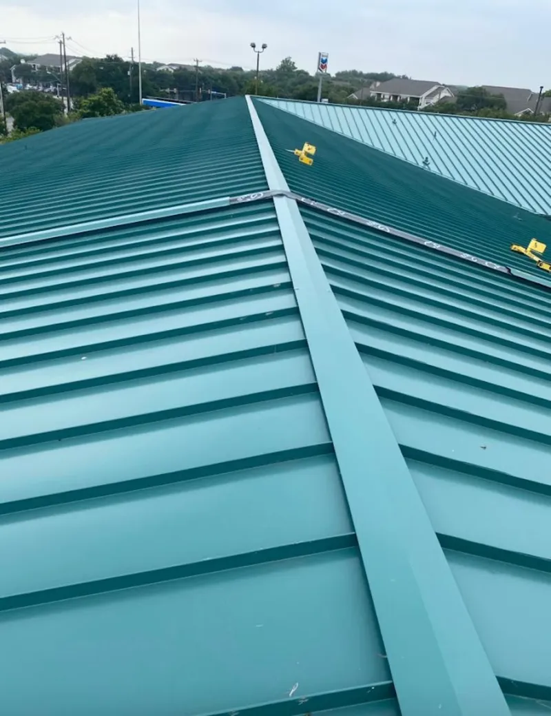 Green commercial metal roof ridge and valley for Metal Roof Repair in Nicholasville